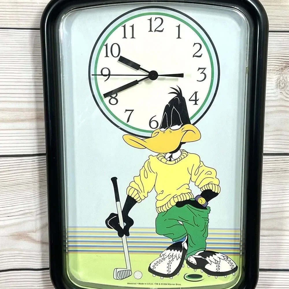 Westclox Daffy Duck Golfer Wall Clock 1994 Warner Bros Looney Tunes USA - WORKS